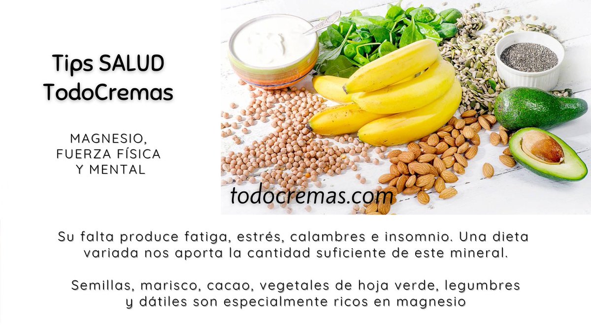 todocremas.com

#tipssalud #magnesio #fatiga #estres #calambres #insomnio #tiendaonline #TodoCremas