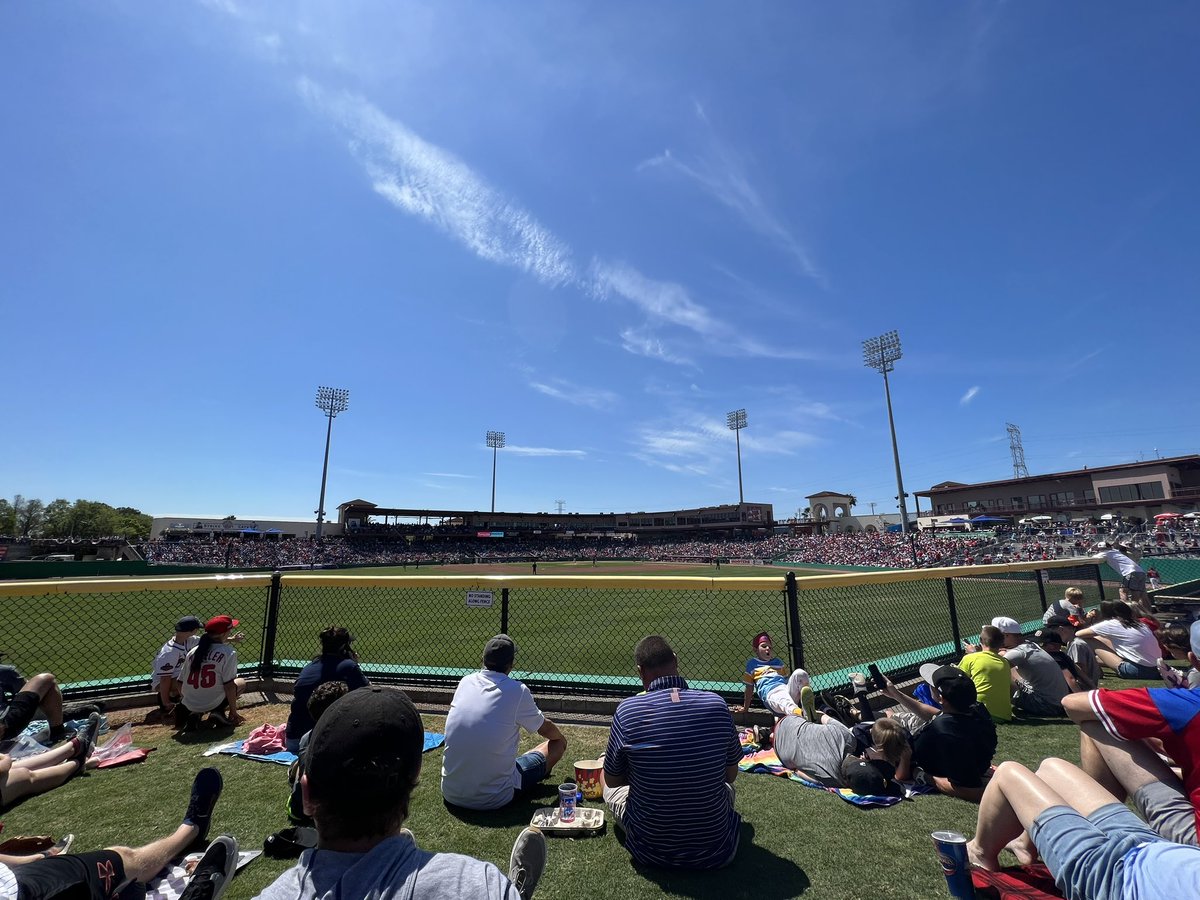 I don’t think the three of us are angels in the outfield, but that is where we are camped out watching the game today! Braves @ Phillies today! @parkermote