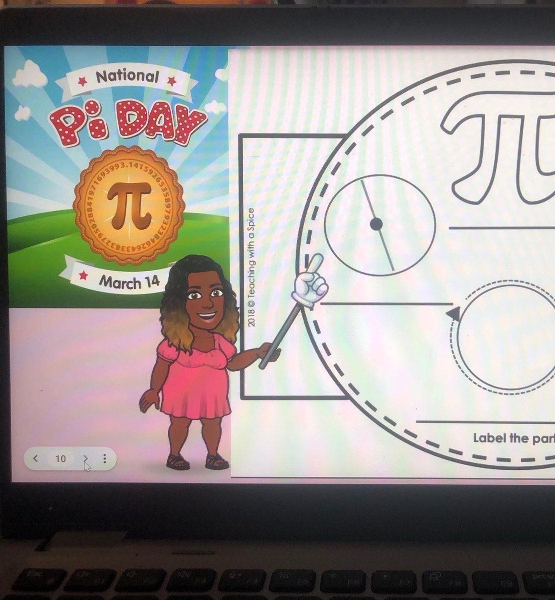 MochaTeaching's tweet photo. Happy “Pi” Day! 3.14
I will celebrate ANYTHING at da schoolhouse! Pi Day is the perfect time to introduce pie fractions! #Team1stGrade 💚🦁 https://t.co/0BC1BIfiyn