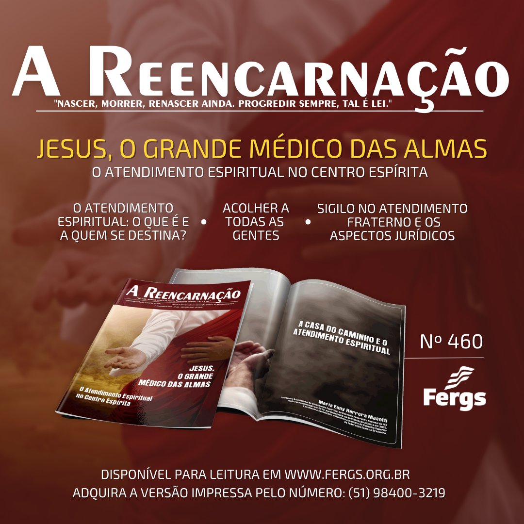 FergsOficial's tweet photo. 📌A revista digital está disponível gratuitamente para leitura no site da Fergs! 

📌 A versão impressa do material está na fase de pré-venda para os centros espíritas. 

Entre pelo número e garanta a sua: (51) 98400- 3219 
#AReencarnação #Fergs #DoutrinaEspírita https://t.co/6sQX9fycbZ