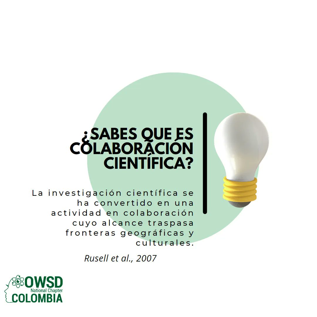 ¿Sabes que es la colaboración científica? Te gustaría participar en un evento para conectar y crear redes de colaboración científica.  
Desde la OWSD Colombia abriremos este espacio. 
Espéralo muy pronto