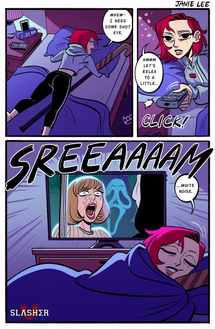 Horror movies make the best lullabies~ 🛌💤
#SlasherU 