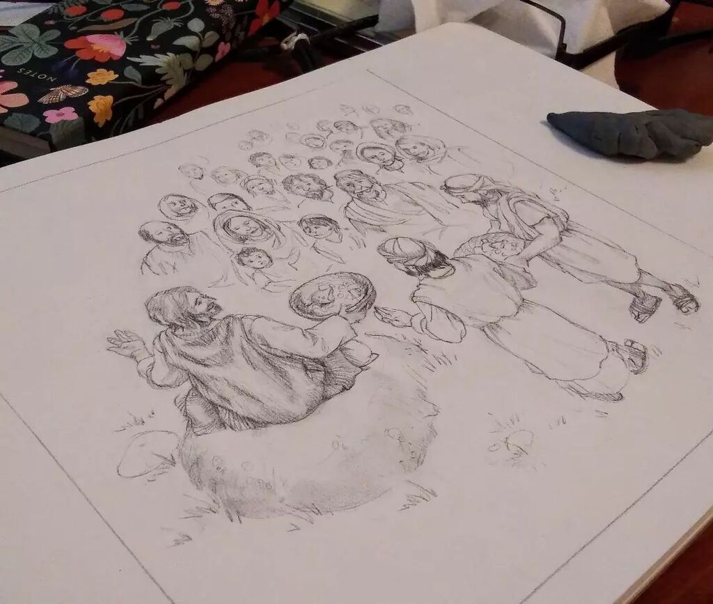 emilypritchart's tweet photo. Guess what, friends...I'm working on another Christmas book! I love it already.
.
#artworkinprogress #pencildrawingart #sketchingart #sketchphase #biblestories #storiesofjesus #feedingthe5000 #christmasbook #illustrationartist #bookillustration https://t.co/cNmQuxucB1 https://t.co/6FXAZKNkz4