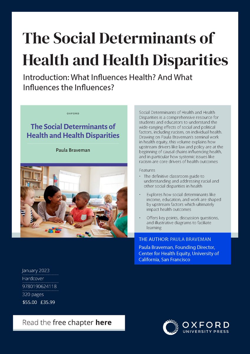 PaulaBraveman's tweet photo. “Addressing the upstream social determinants of health requires being strategic in addressing not only the research challenges but also the systems of power and the social values that are the fundamental causes...”
Want to read more? Preview my new book at https://t.co/hBzXgfQuT9 https://t.co/4zXzpHkgWc