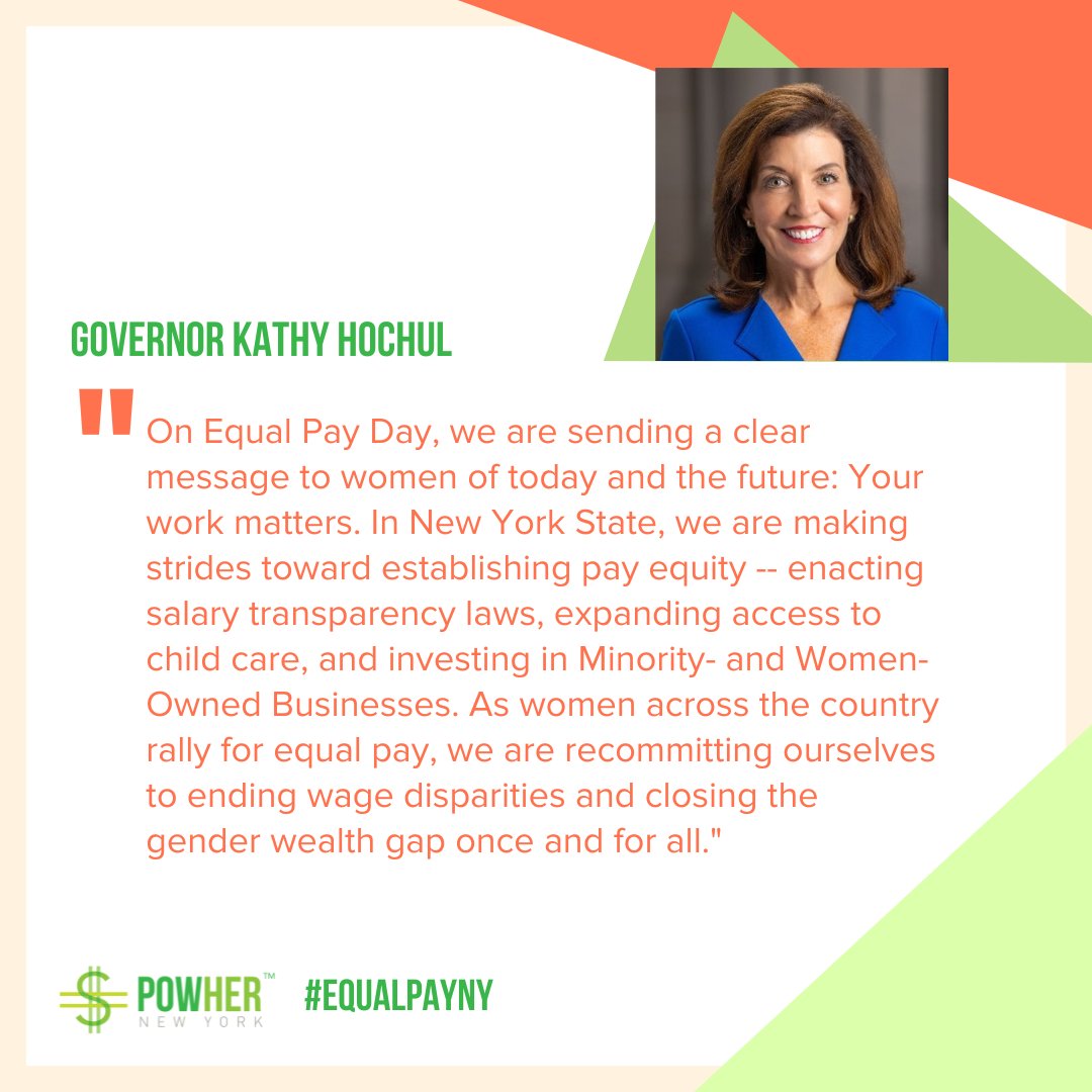 PowherNY's tweet photo. "On #EqualPayDay, we are sending a clear message to women of today and the future: Your work matters." - @GovKathyHochul 

⬇️ See full #EqualPayNY statement below. https://t.co/LD9hysP9II