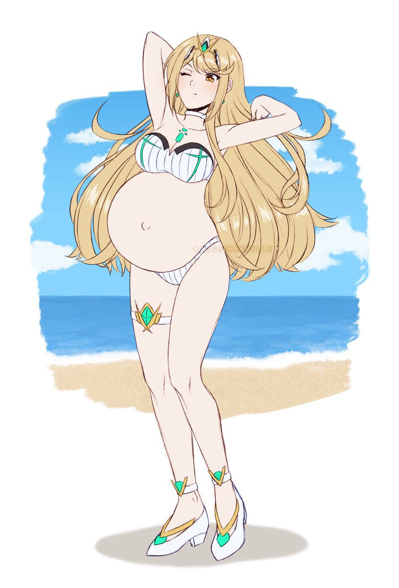 misscherrylle's tweet photo. 🔶 Pregnancy
Mythra enjoying a sunny beach day showing off her nice figure! 🏖️ https://t.co/24E7HDSauV