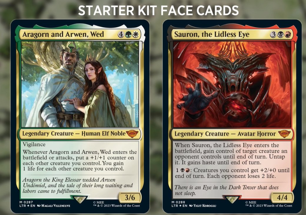 Aragorn, Arwen, and Sauron from #MTGxLOTR Other versions of Sauron are TBA.  #MTG