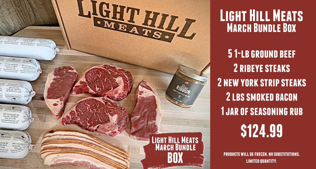 LightHillMeats's tweet photo. Our March bundle box is LIVE! https://t.co/pBmrNIvRu1 Pick up in #SpringHillTN https://t.co/4e75L63qgr