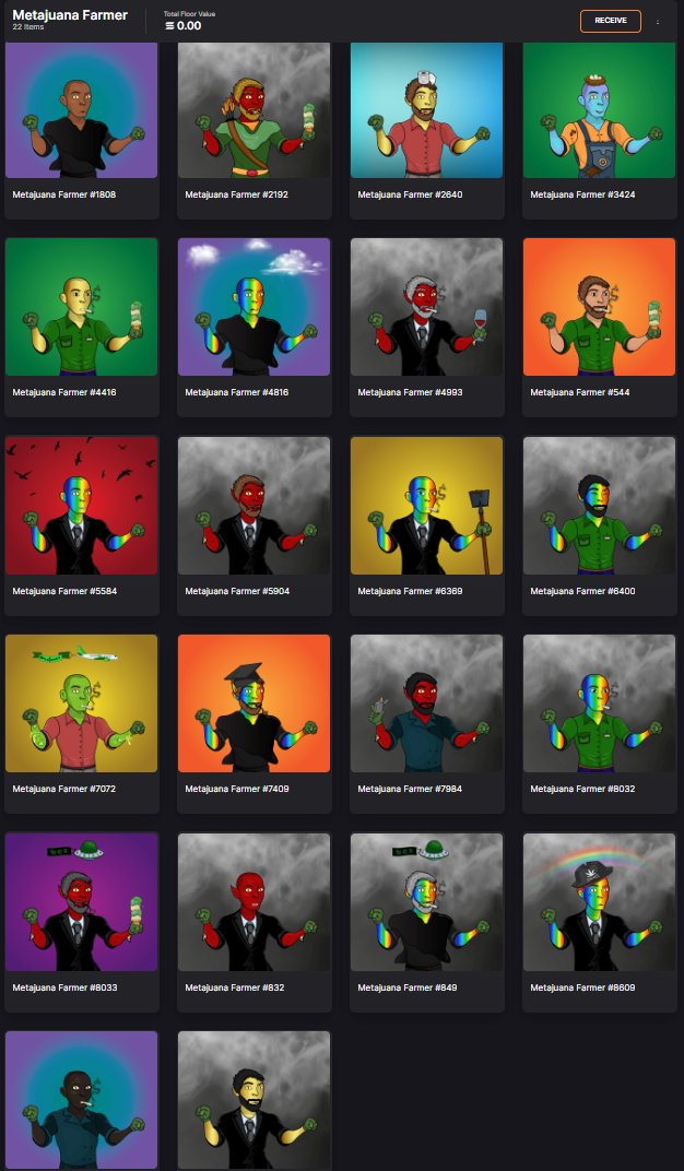 @MetajuanaNFT farmer is minting now!  Get your early engagement in #MCSNFT .  My farmer portfolio with @solflare_wallet