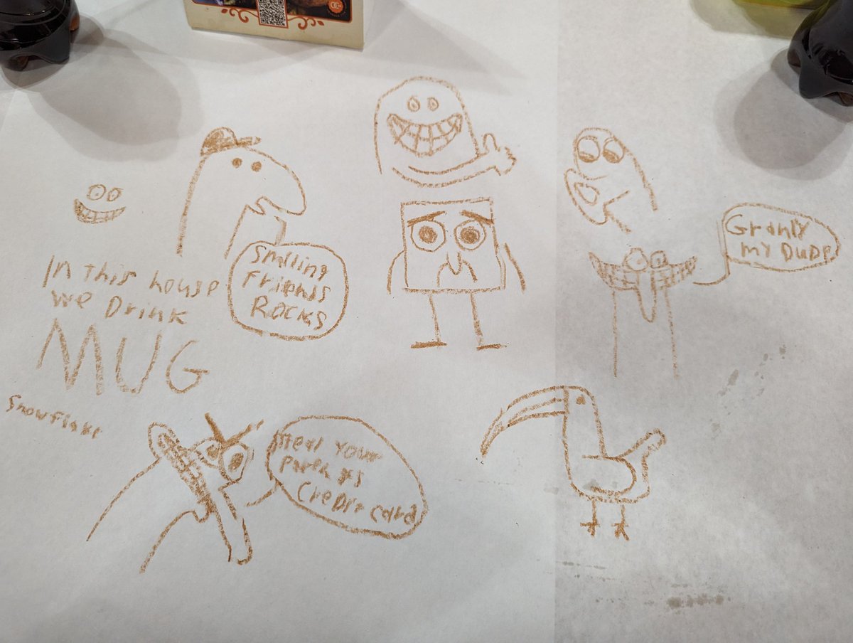 cryogenicninja6's tweet photo. Forgot to post this but I went to a BBQ place with grandparents and I drew on the table https://t.co/Rb4l29w8dn