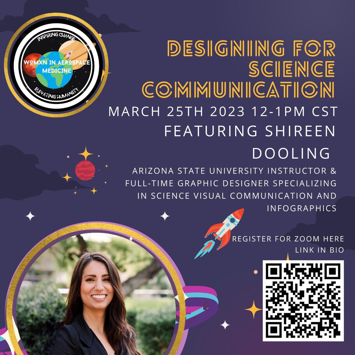 Don’t forget there’s still time to sign up for our webinar with the amazing <a href="/SpaceIsMyColor/">Shireen</a> 🙌🎉
Link in bio
#spacemedicine #graphicdesign #spaceforall