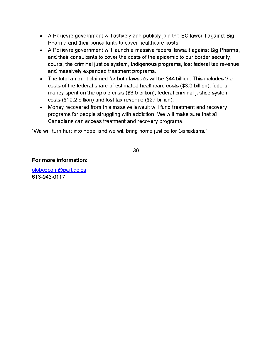 PierrePoilievre's tweet photo. A Pierre Poilievre government will sue big pharma companies that caused the opioid nightmare and use the funds recovered for treatment and recovery that saves lives. https://t.co/UKwFseH914