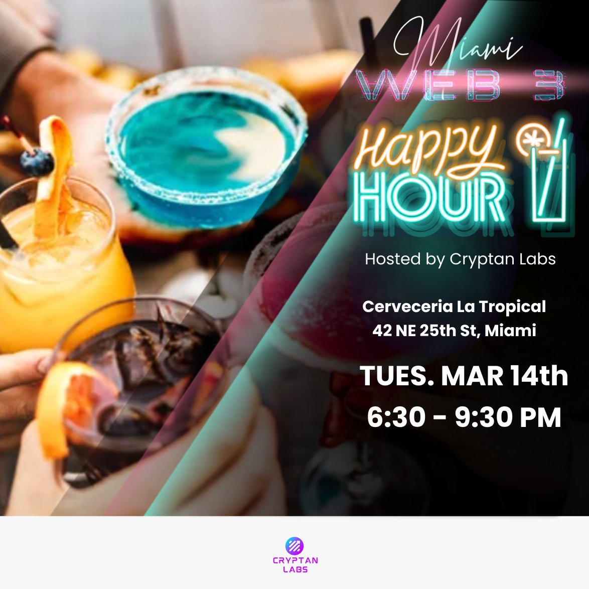 🚨 Calling Web3 Founders and Team Members

The Miami Web3 Happy Hour is tonight 6:30-9:30 at Cerveceria La Tropical in Wynwood! Come for Happy Hour networking with web3 founders and business owners ahead of the busy-ness of tech month
Register free here 🔗 miamiweb3happyhour.eventbrite.com/?aff=telegram