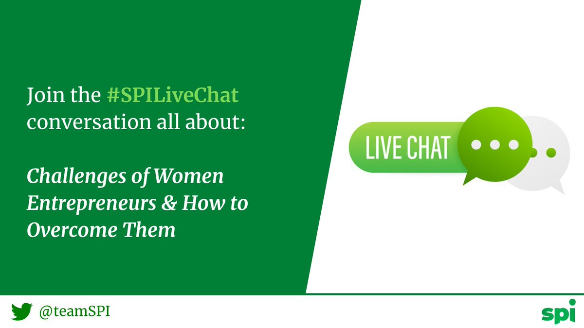 teamSPI's tweet photo. Did you know that over 18% of all startups have at least one female founder (according to @Inc), even with the rise in women entrepreneurs there are multiple hurdles to overcome.
Join our #SPILiveChat today (starting soon!) to learn how to overcome some of these #challenges. https://t.co/IK1q2tS8a8