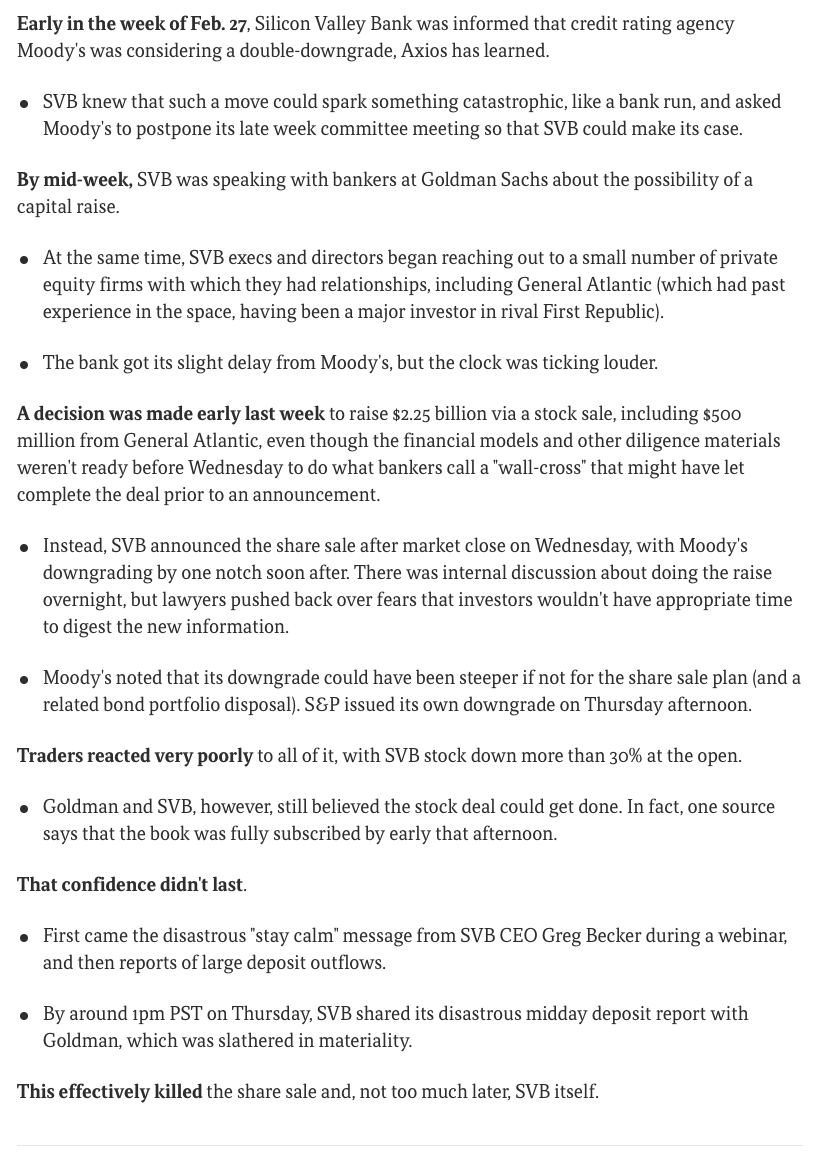 Once again <a href="/danprimack/">Dan Primack</a> does first rate reporting and shows Moodys was going to double downgrade SVB early last week. The folks who are blaming VCs are just dead wrong.  

axios.com/newsletters/ax…