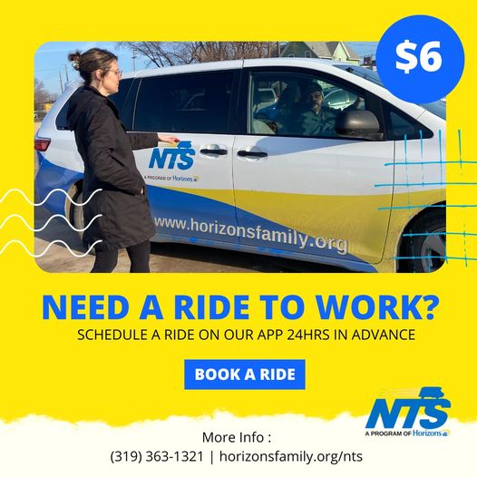 Horizons' NTS is a reliable and affordable transportation option to get to work, school or a life-skill class. Scheduling a ride is quick and easy using the app. horizonsfamily.org/nts/