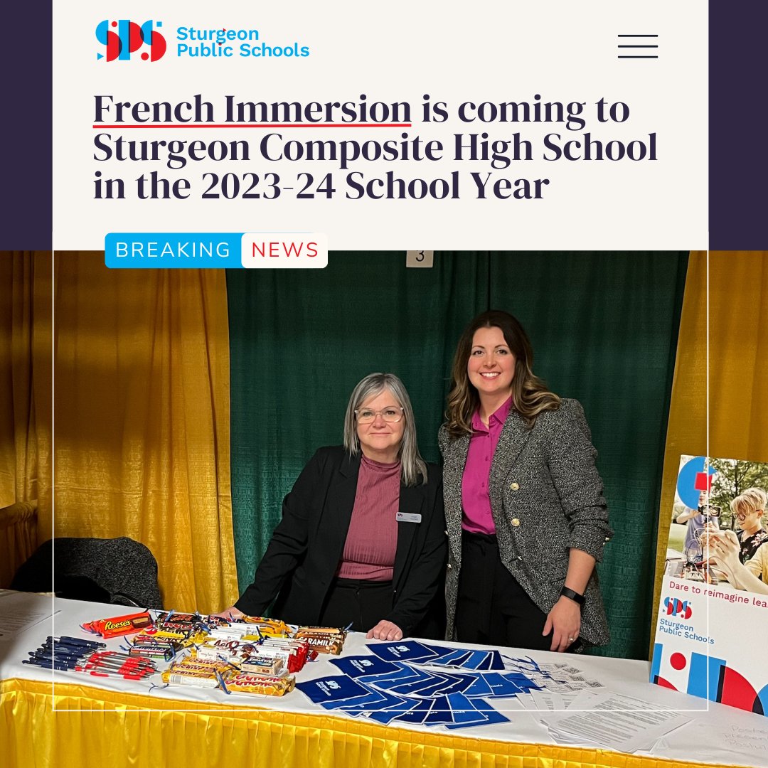 We are thrilled to announce the expansion of our French Immersion program to the high school level!

Beginning the 2023-24 school year, students enrolling at SCHS can register for French Language Arts (FLA) 10, as well as Études Sociales 10.

Learn more: sturgeoncomp.ca/programs/frenc…