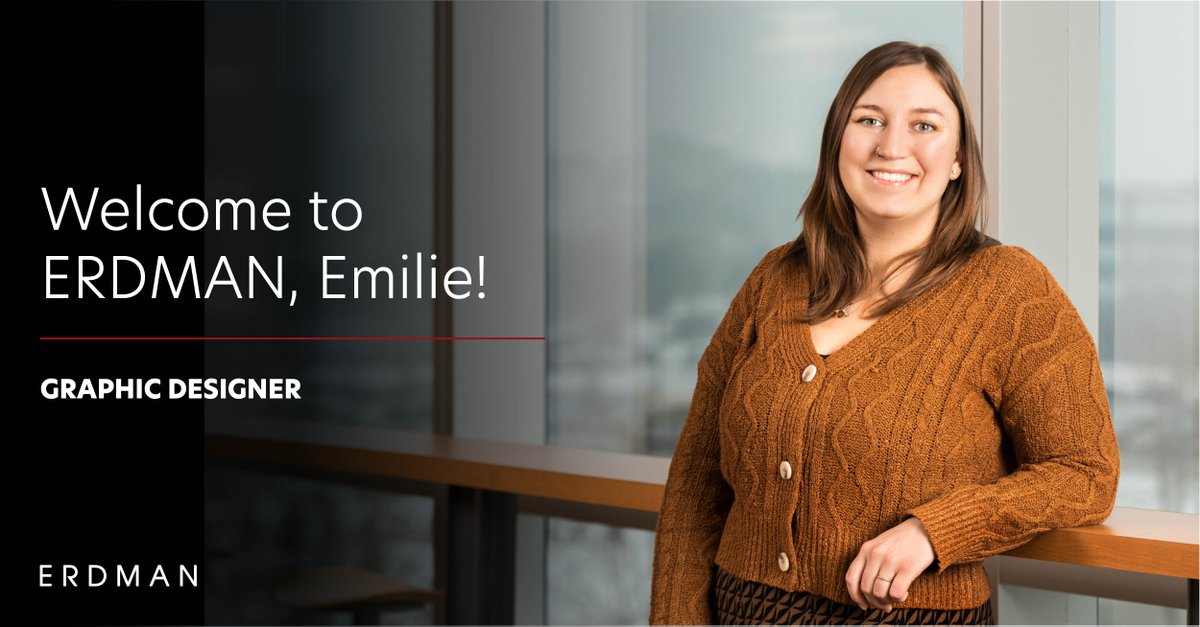 ErdmanOfficial's tweet photo. We are pleased to announce Emilie Werner has joined #ERDMAN's marketing team as Graphic Designer. Emilie has over 10 years' experience as a graphic designer &amp; creative director working in multiple industries, including real estate. She received her BA Fine Arts from @uwoshkosh. https://t.co/lbo6Ir8iNo