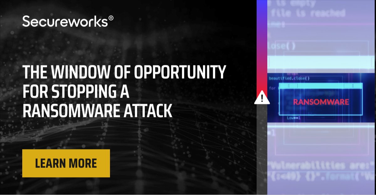 #Ransomware attacks are getting faster, with the median time between initial access and detonation dropping to 4.5 days in 2022 

This new Secureworks infographic simplifies the steps your #SecOps must take to evict the #ThreatActor before it's too late. bit.ly/407Pauo