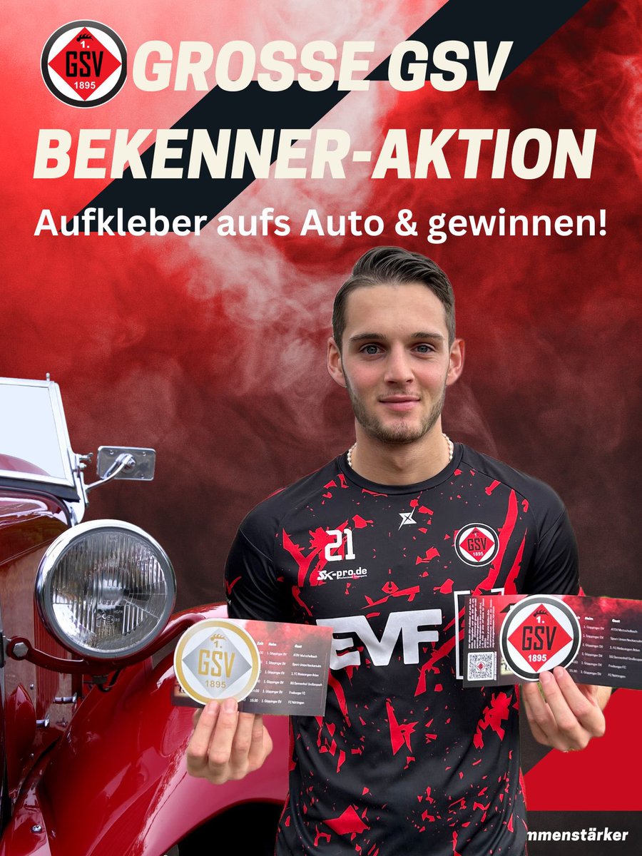 GSV1895's tweet photo. Wer den neuen GSV-Aufkleber auf sein Auto klebt, fotografiert und das Bild an uns schickt (bekenner@1-goeppinger-sv.de) kann tolle Preise gewinnen.
alle Infos:
https://t.co/43kscEL3RQ https://t.co/zsWwV3dT4q
