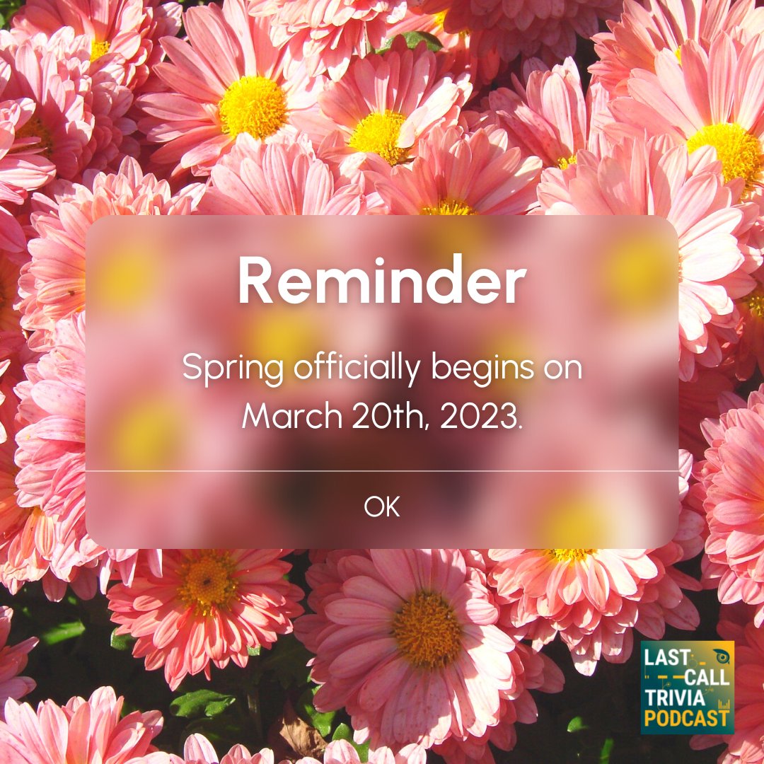Celebrate the upcoming turn of the season with a round of Spring Trivia in this week's episode of the Last Call Trivia Podcast!

lastcalltriviapodcast.buzzsprout.com

#spring #trivia #podcast #triviapodcast