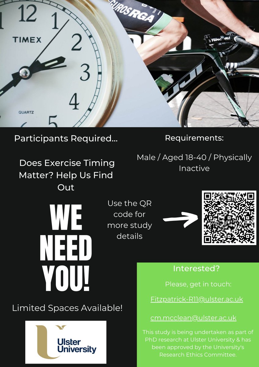 RossF1998's tweet photo. Interested in participating? > Email me at (Fitzpatrick-r11@ulster.ac.uk) 📧 

The study would best suit students or anyone working in Belfast 👍

(QR code can be accessed by saving the photo and holding down on QR code) 🙌

Retweets are also appreciated 👌 https://t.co/HJ1tg3JTNb