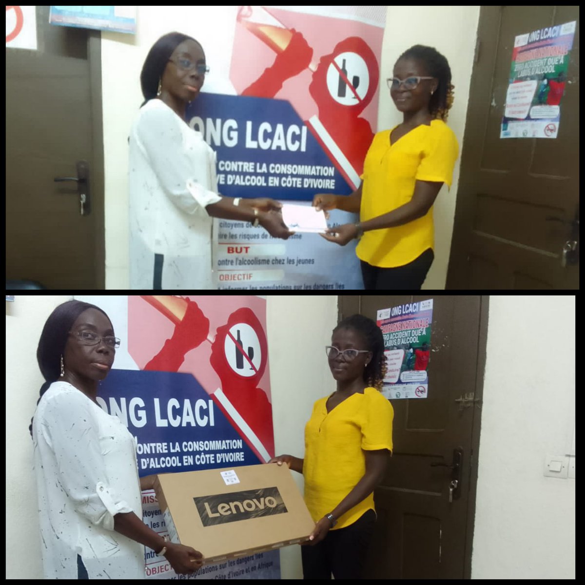 OngLcaci's tweet photo. Comme promis nous avons reçu les responsables de l'ONG Voix De Femme à notre bureau pour leur remettre un ordinateur portable neuf et une enveloppe pour les soutenir.

#lcaci https://t.co/22as9ffLNY