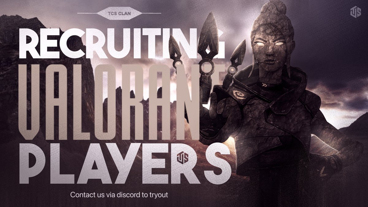 TCS__Clan's tweet photo. TCS is currently looking for dedicated valorant players to join us . If you have a passion towards the competitive scene and a desire to improve, we want you on our team .

Our discord : https://t.co/mwIrBiW7ae 

#TCSNeverFalls #TCS4Life https://t.co/oKSJEAiaXN