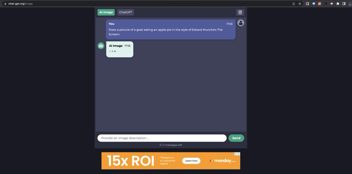 Kulea_ma's tweet photo. Gutted that #ChatGPT Ai image generator doesn't seem to be working yet.  That would have been awesome https://t.co/gAfQ0xvG8H