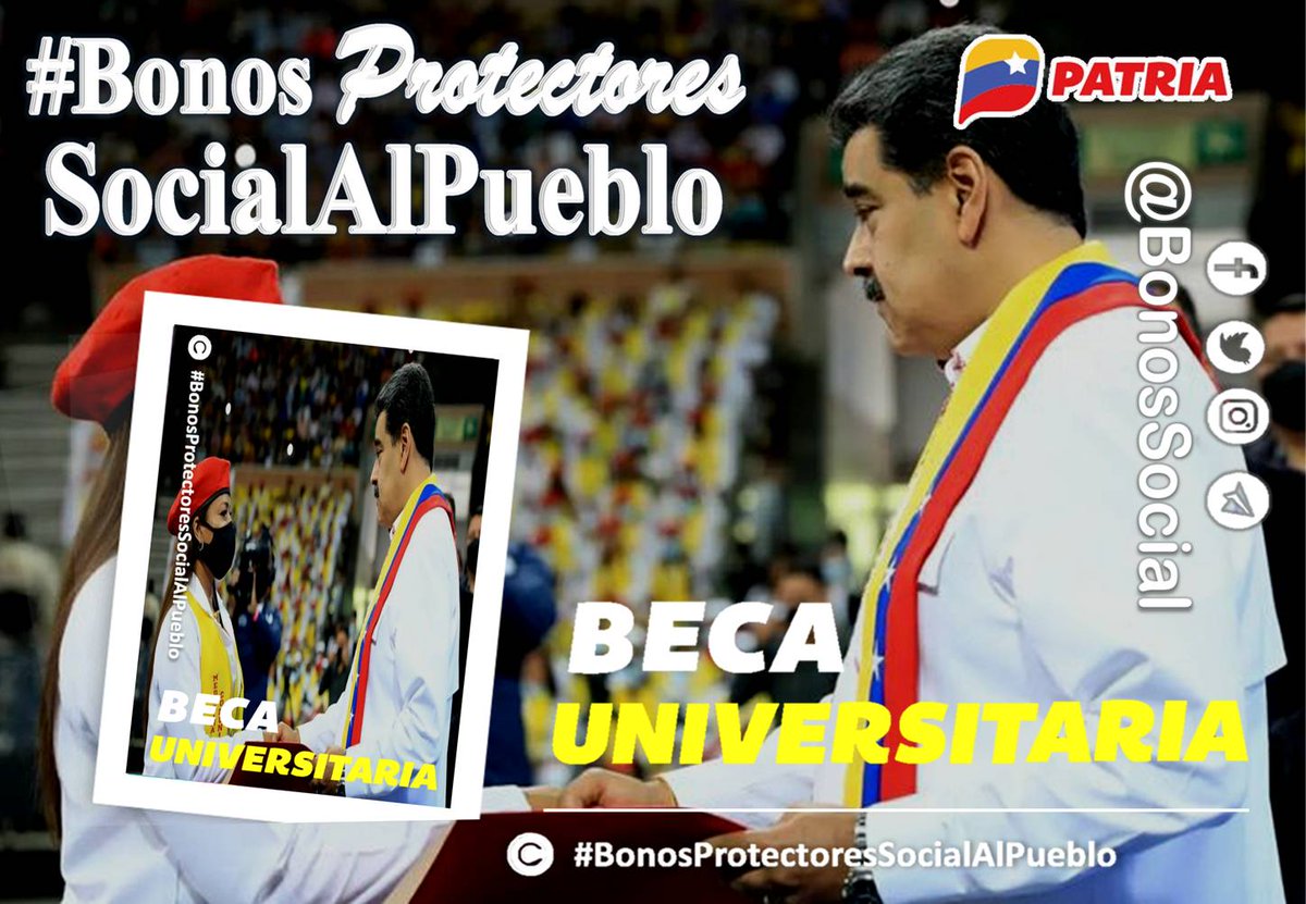 🚨 #AHORA: Inicia la entrega de la #BecaUniversitaria (marzo 2023) a través del Sistema <a href="/CarnetDLaPatria/">Carnet de la patria</a> enviado por nuestro Pdte. <a href="/NicolasMaduro/">Nicolás Maduro</a>.

✅ Monto en Bs. 135,00

<a href="/BonosSocial/">Bonos Protectores Social Al Pueblo</a>
#BonosProtectoresSocialAlPueblo 
 #ChávezAntiimperialista