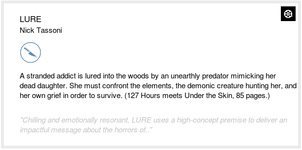 theblcklst's tweet photo. Read highly-rated work like LURE by Nick Tassoni on https://t.co/0Dl9HMucJP. https://t.co/5zq5ty2wSg #BlackListWeekendRead https://t.co/0S2UesoLuz