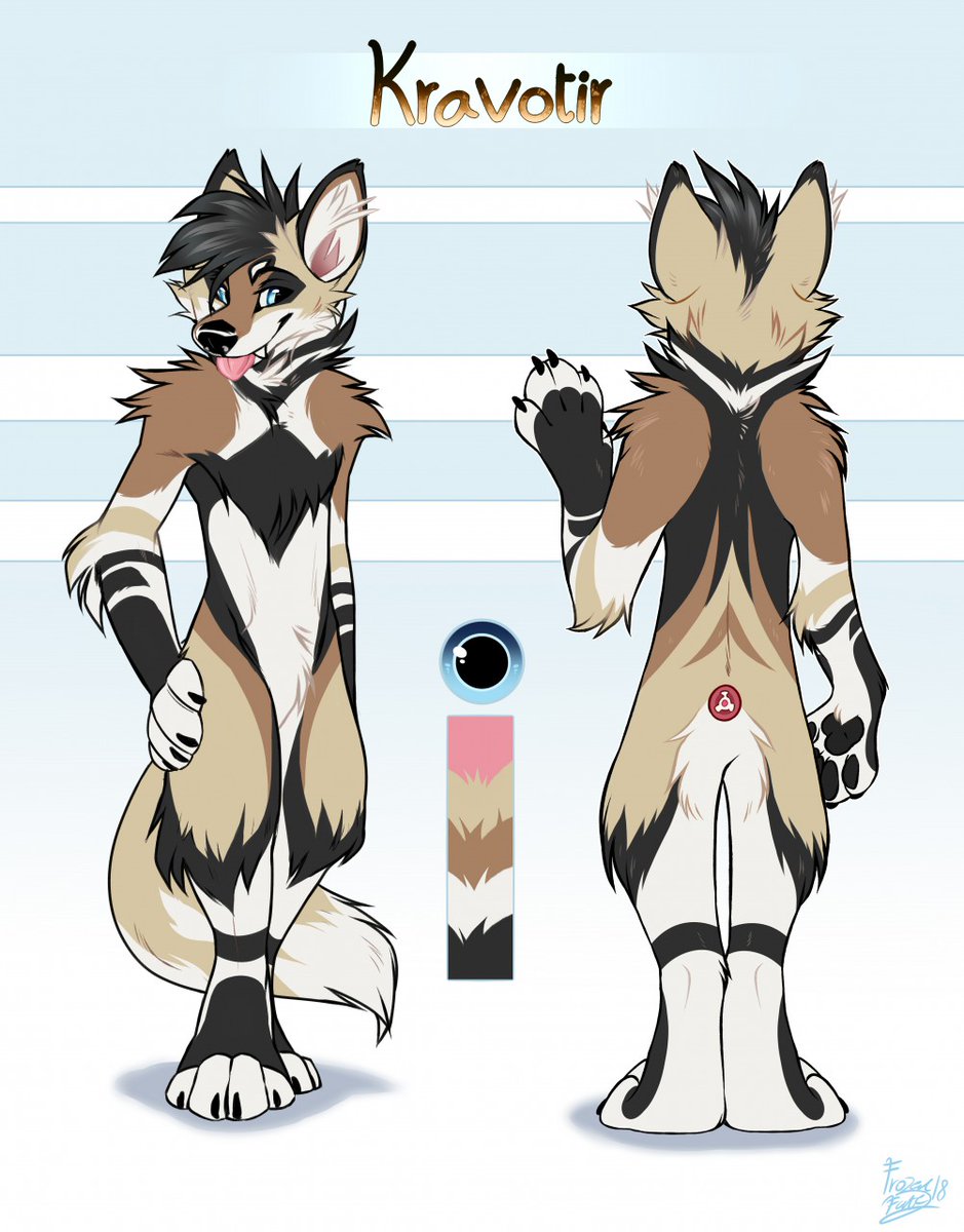 Kravotir's tweet photo. For the record because I keep having people use my ref as their own character here is my reference sheet. I do not consent to people copying my character bought artwork and claiming it as their own. Original bought from @KitaKettu back in 2018. https://t.co/ysFspFkSF8