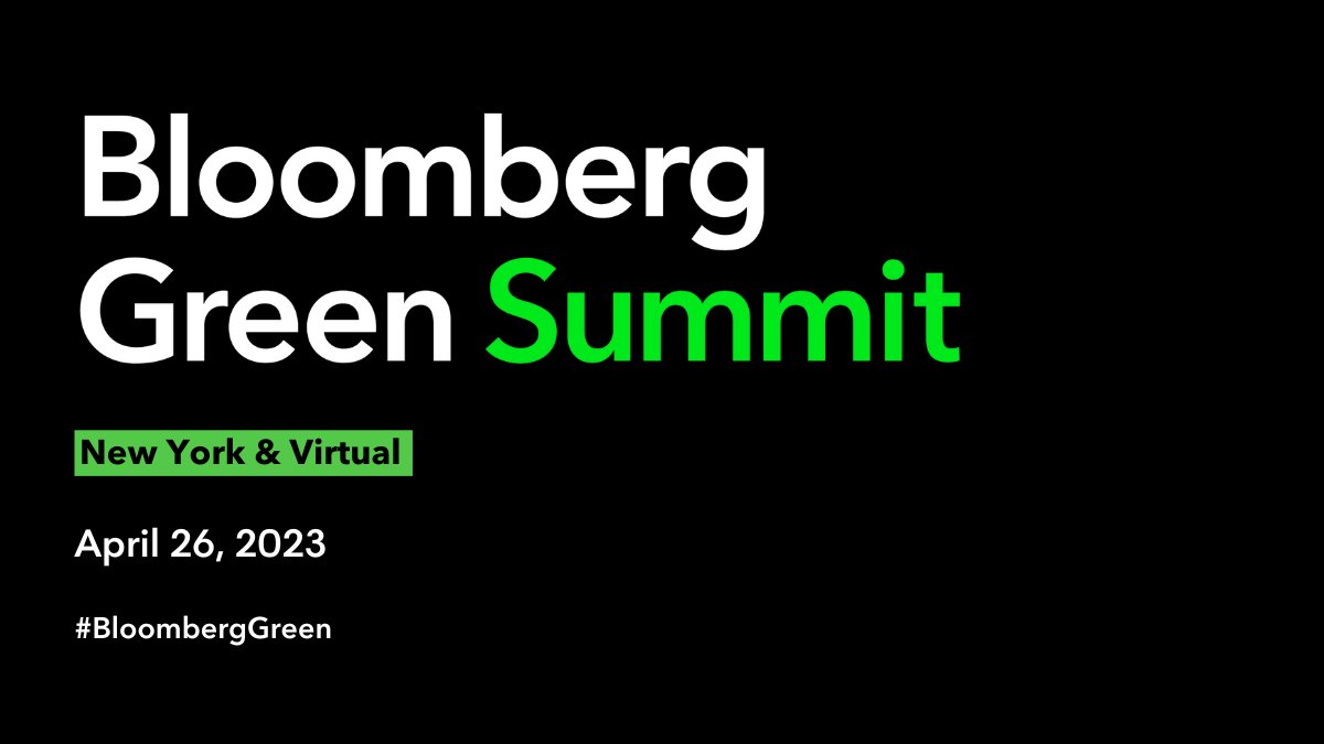 BloombergLive's tweet photo. The #BloombergGreen Summit returns 4/26 to NY! Don't miss conversations with preeminent climate champions meeting at the crossroads of sustainability and science with the aim of addressing the planet's most pressing challenges. Secure a ticket here! https://t.co/eOWoyMZezm https://t.co/bS6RNw6FPd