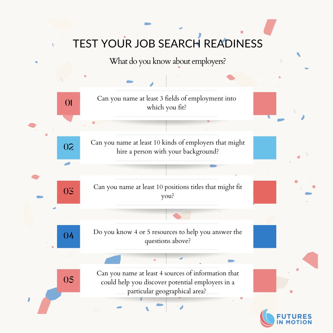 futuresinmotion's tweet photo. Test your employer knowledge.
Answer “Yes” or “No” to each question.
Are you job search ready?
#careeradvice #inspiration #jobsearch #purpose #motivation #ucsbalumni #resilience https://t.co/u8wi9120dj