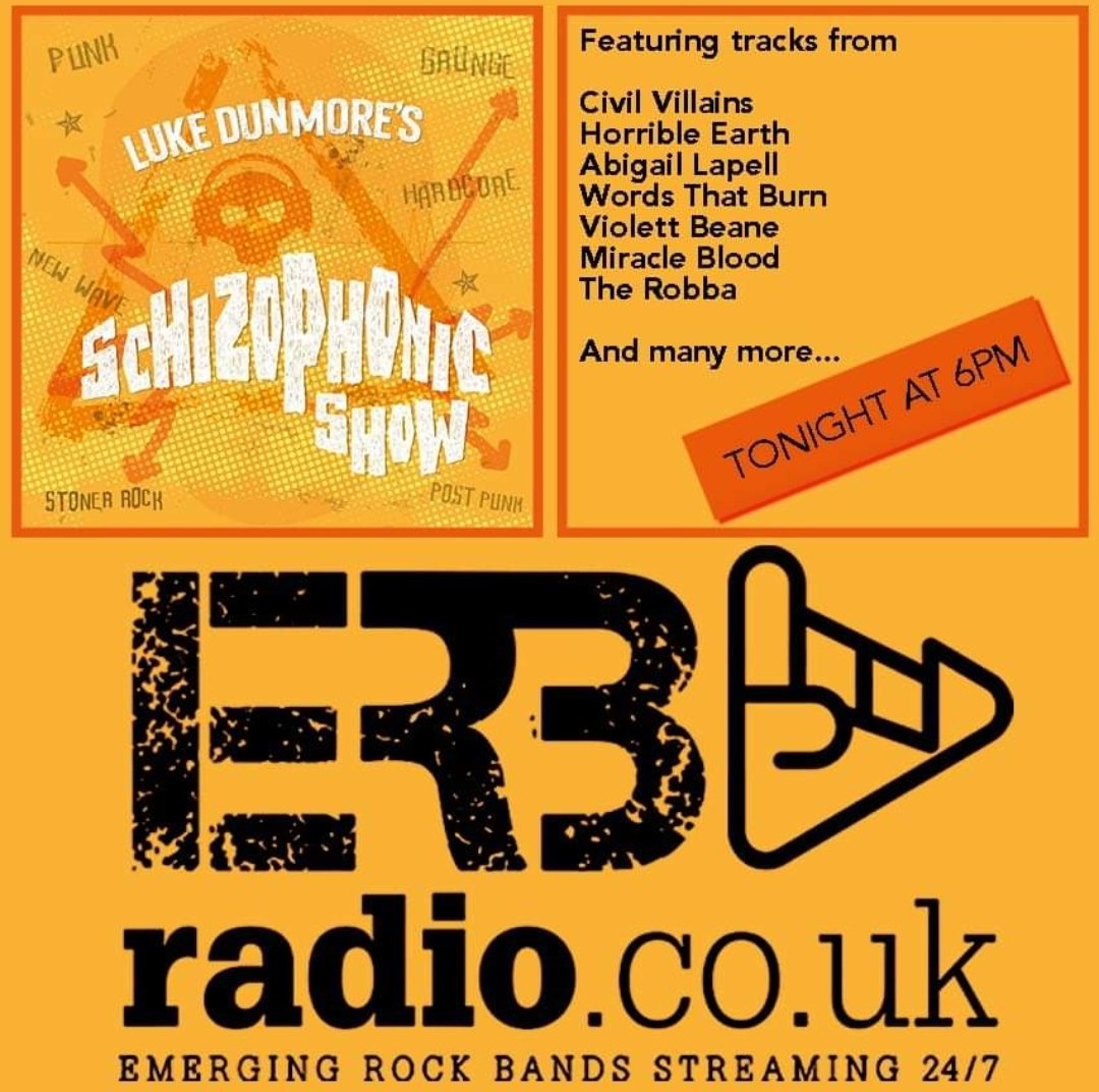 🔥THE SCHIZOPHONIC SHOW🔥
CE SOIR 19H AVEC
🚀🚀🚀Breaking Fuel🚀🚀🚀
The Vandals Thousand Oaks Scarsun Butthole Surfers and More
Thanks to BJF PR  Rookie Records #sanpr erbradio.co.uk, #AskAlexaToPlayERBRadio #Mixcloud  Mixcloud.com/erbradio #ERBRadio #RockRadio