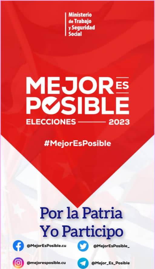 Próximo 26 de marzo tenemos la voluntad de elegir. 
Por la Patria yo participo 💙🤍❤️
#YoVotoXTodos 
#MejorEsPosible
<a href="/BancoCentralCub/">Banco Central de Cuba</a> 
@aquinbeta 
<a href="/RosaCantillo8/">Rosa C.</a> 
<a href="/AngelaMadayFer1/">Angela Maday Fernández López</a> 
<a href="/Alberto44950647/">Alberto Leyva</a> 
<a href="/VelascoGzlez03/">Alejandro</a>