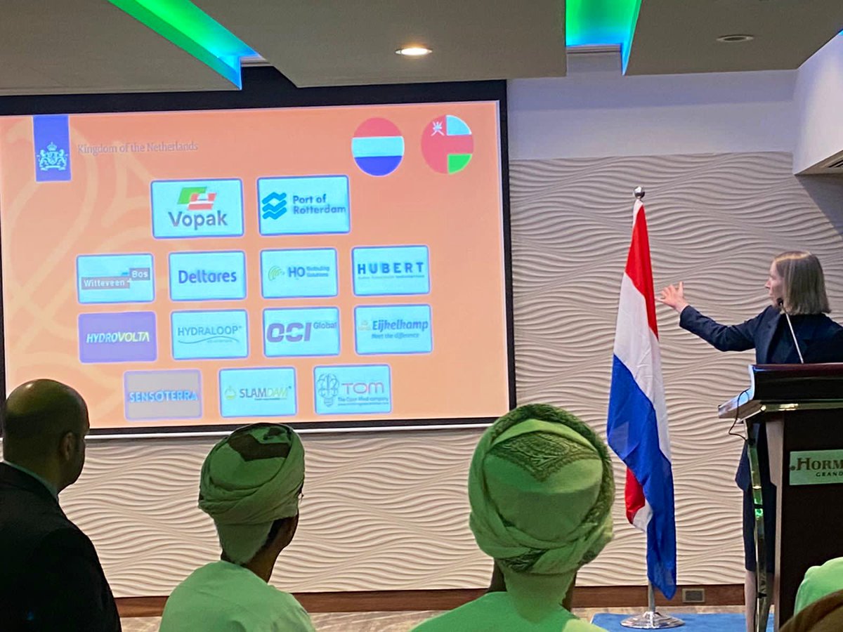 KlothStella's tweet photo. Day 2 of @oman_week is a wrap:
➡️ we had the pleasure to welcome HE minister Salim Al Aufi of @Mog_Oman at 🇳🇱 pavilion.
➡️ hosted a network reception for 🇳🇱 companies from the water and energy sector. 
➡️Tomorrow is your last chance to visit 🇳🇱 booth 1710
@NLinOman @nwpnederland https://t.co/E76PfOKfsI