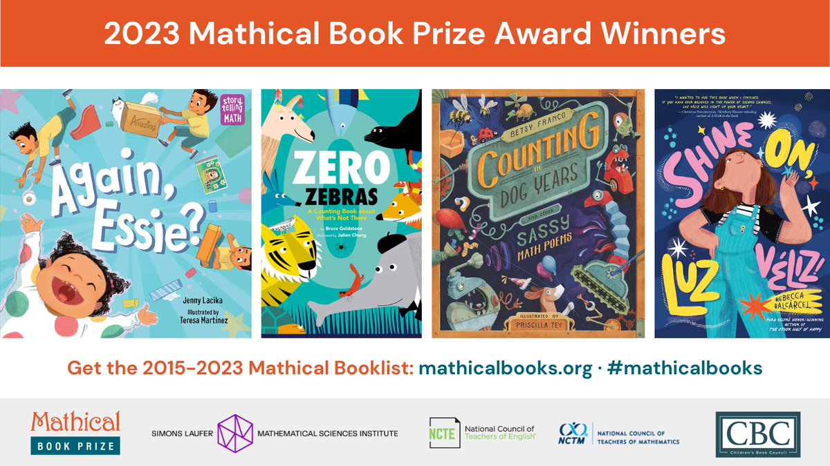 On #piDay2023, check out the #MathicalBooks list of award-winning, inspiring math titles for ages 2-18! Explore the new 2023 selections at mathicalbooks.org/2023/02/2023-m…! <a href="/NCTM/">NCTM</a> <a href="/ncte/">National Council of Teachers of English (NCTE)</a>  <a href="/CBCBook/">Children's Book Council</a>