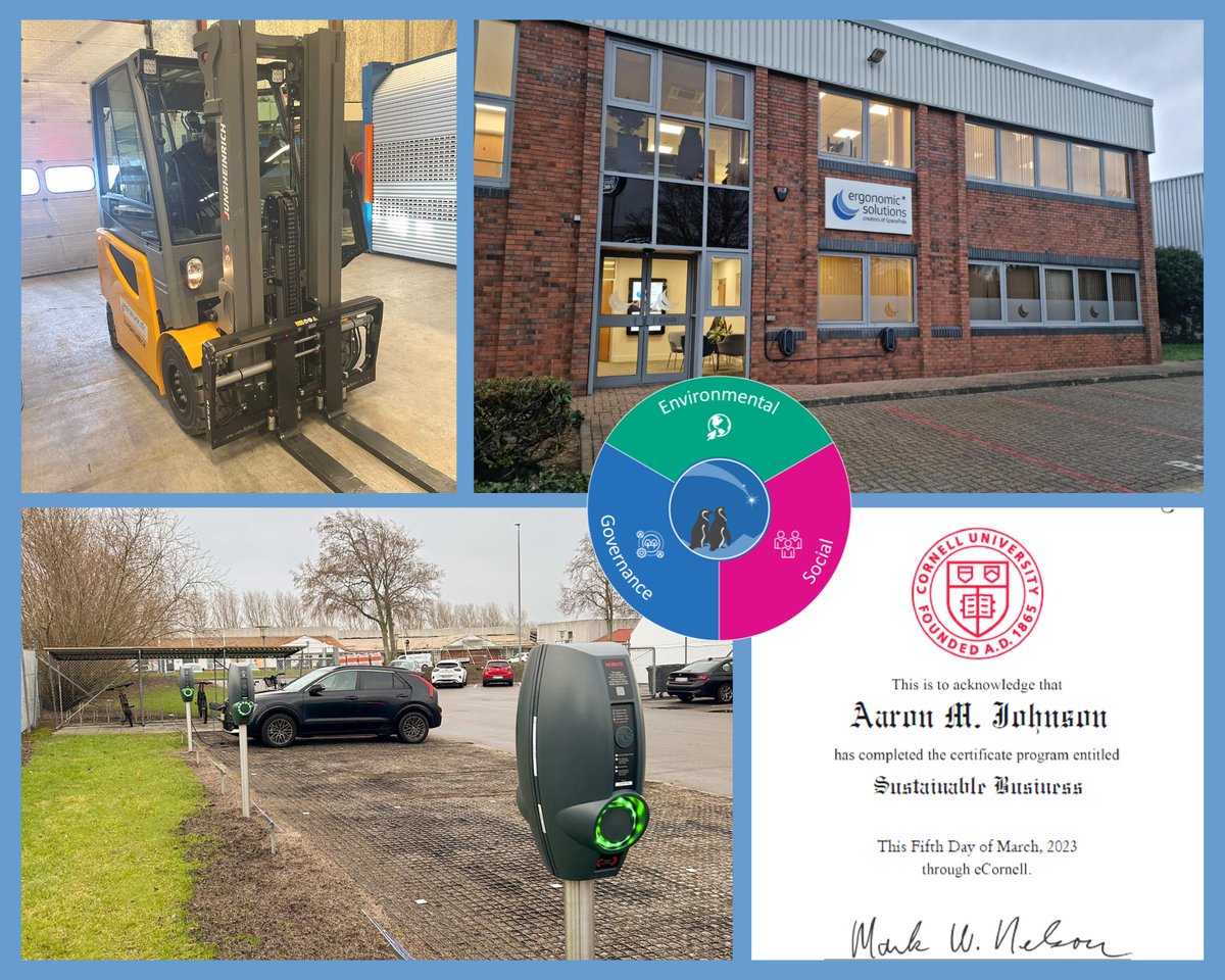This year we  installed EV charging stations at our Aalborg &amp; Epsom offices, replaced gas vehicles in our factory with electric forklifts &amp; picking trucks, and our GM completed Cornell's Sustainable Business program. Sustainability is a journey, and we are just getting started!🌎