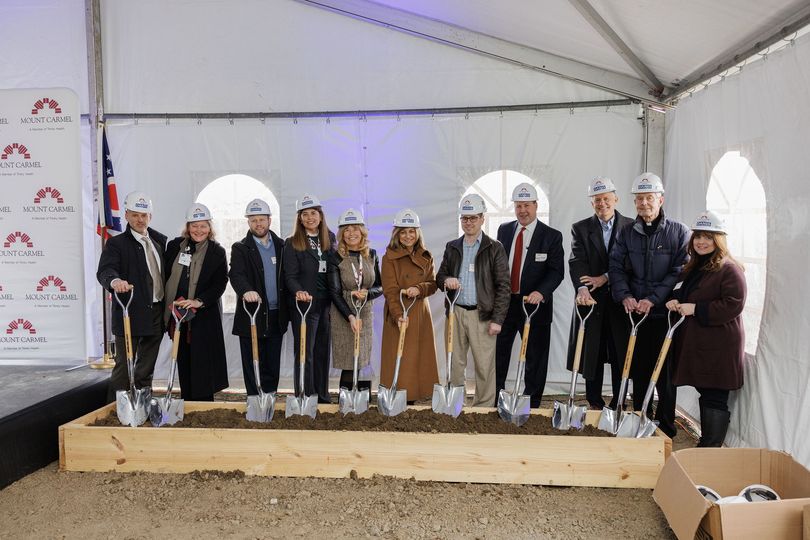 DublinOhio's tweet photo. Dig This! City of Dublin leadership, including Mayor Jane Fox, City Manager Megan O'Callaghan and council members, participated in the ground blessing for the new Mount Carmel Dublin. Learn more about the new hospital and what services it offers https://t.co/OQK7bI2Lx4 https://t.co/ZJEWlU0gLq
