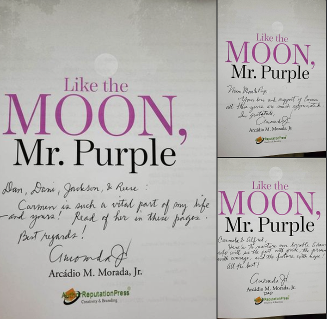 ArcadioAuthor's tweet photo. I had 3 books signed.

*Like The Moon, Mr. Purple*

Please do grab a copy now! Available in all online bookstores..

Author Reputation Press - https://t.co/aGybKsDUyu 
Amazon - https://t.co/oB9q3OtGs6
B&amp;N - https://t.co/vyx0hc3tVA

#WritingCommunity #personalmemoir #biography https://t.co/GXOvVin6YO