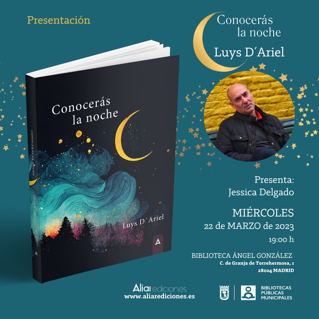 luysdariel's tweet photo. Os invito a la presentación de mi libro de poemas el próximo 22 de marzo de 2023, en Biblioteca Ángel González. Os espero para una velada poética y una charla interesante. Un saludo a todos https://t.co/XnsXeDWoTf