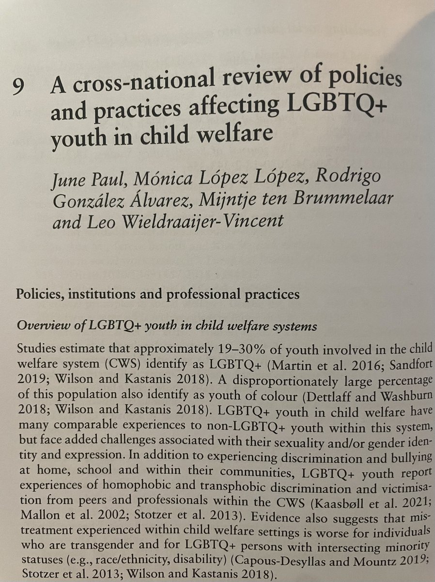 Today I received the print version of the book:

 "A cross-national review of policies and practices affecting LGBTQ+ youth in child welfare."

It includes one chapter by our team! <a href="/M_Lopez_Lopez/">Mónica López López</a> <a href="/Care_Architect/">TheCareArchitect</a> @MijnMDC

🌈

Check the book here: 
routledge.com/Child-Friendly…