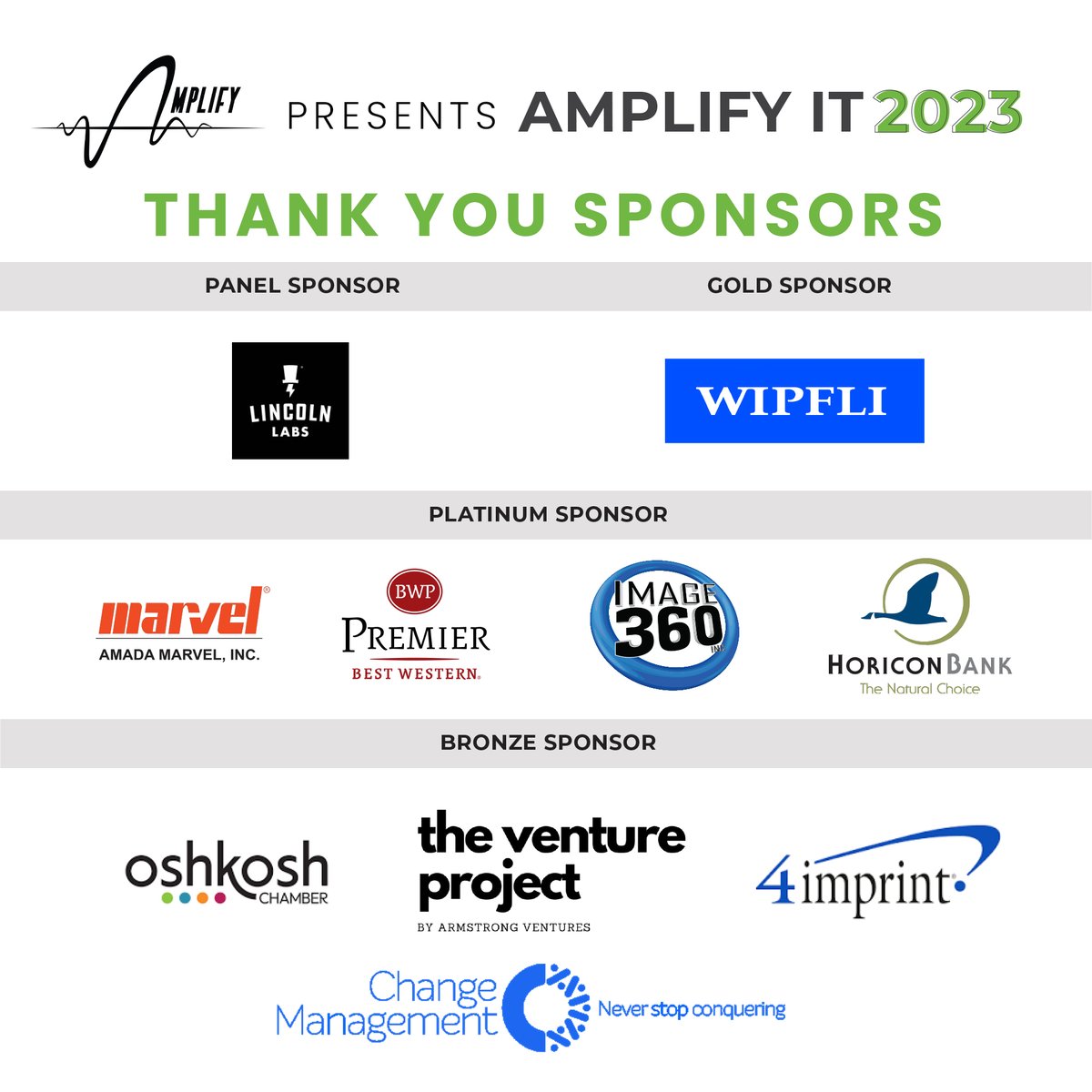 AmplifyOsh's tweet photo. We couldn't have made this year’s annual event possible without the generous support of our sponsors! Thank you for enabling us to bring together industry leaders and experts to share their insights on change management and its impact on the tech world. https://t.co/WSkMiuUfhH