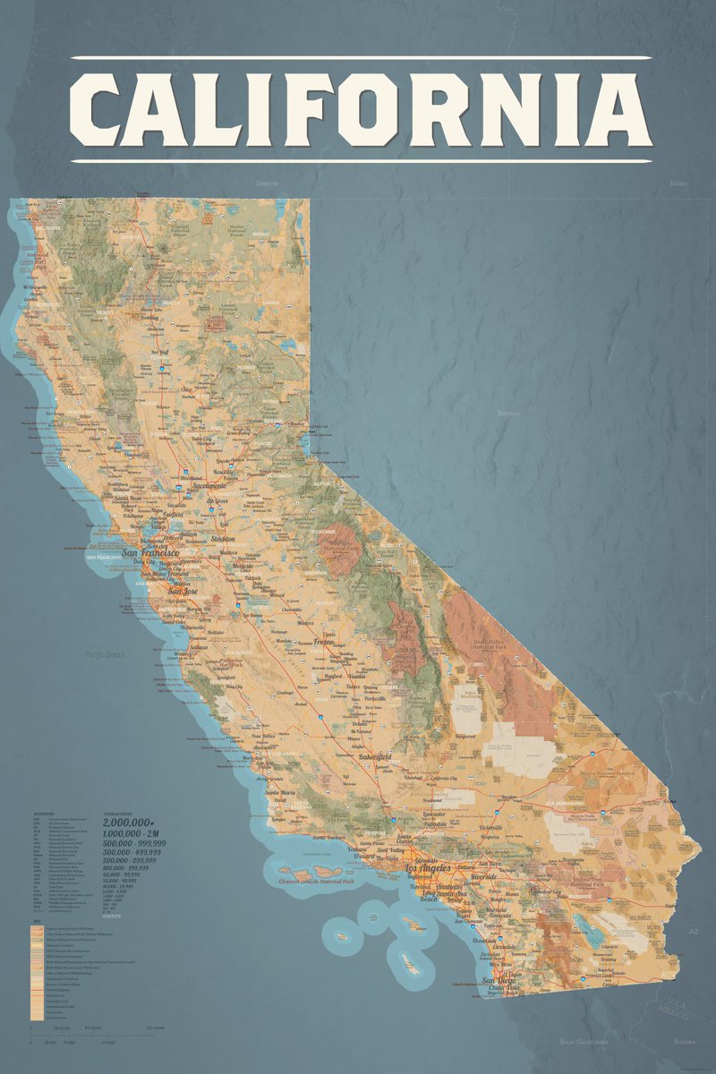 BestMapsEver's tweet image. Here's the latest addition to our new series of state wall maps. We included as much as possible from our California state &amp;amp; federal lands map to create this feature-rich general map of The Golden State.
bestmapsever.com/products/calif…