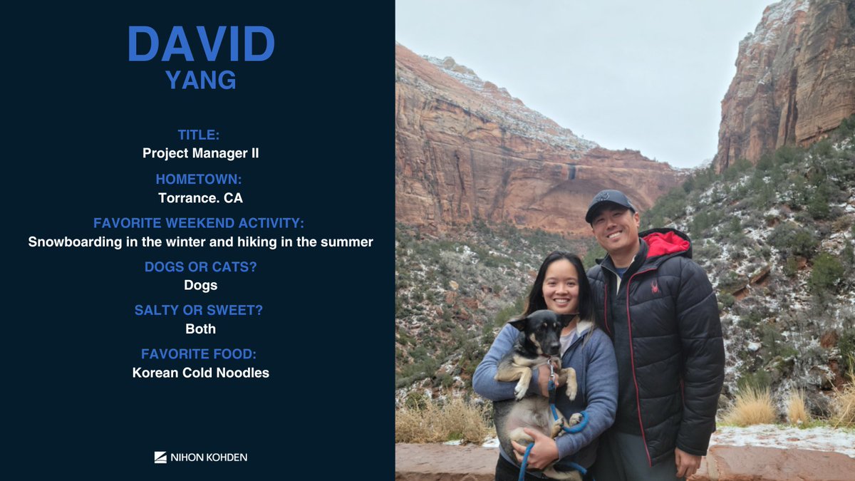 Meet Nihon Kohden's Project Manger II, David Yang! You can catch him enjoying the outdoors in the snow 🏂 or under the sun ☀️!