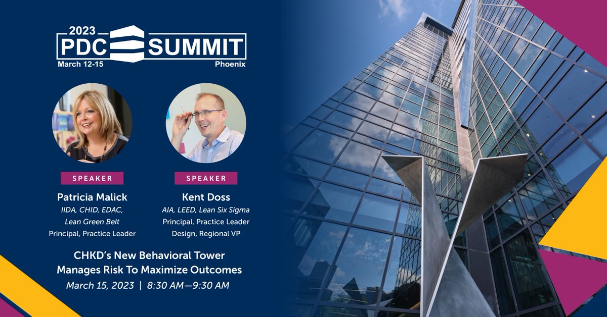 ArrayArch's tweet image. Tomorrow morning, Patricia Malick and Kent Doss will present at PDC Summit in Pheonix! Join their 8:30 AM session to explore solutions for risk mitigation, fostering creativity, and empathy-driven design that led to CHKD&apos;s Children&apos;s Pavilion.