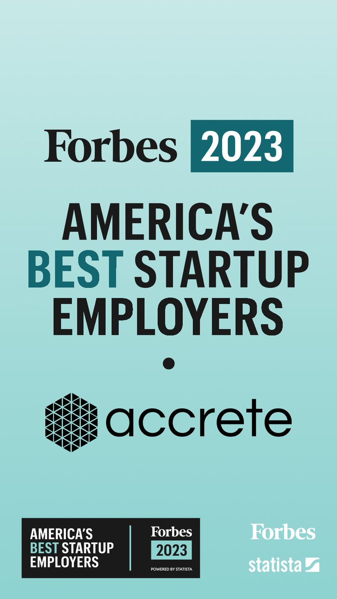 #Accrete is one of "America’s Best Startup Employers" of 2023, according to <a href="/Forbes/">Forbes</a>! 🏆

This recognition stems from our commitment to developing innovative #AI solutions that drive real-world value through a strong collaborative accrete.ai/news/accrete-a…