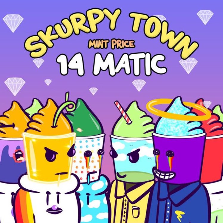 SkurpyTown's tweet photo. 🎉🌈 MINT IS LIVE 🌈🎉

💰 - MINT PRICE
14 MATIC

🔗 - MINT PAGE 
https://t.co/I5tWOL8W25 https://t.co/NBuajPjr4f