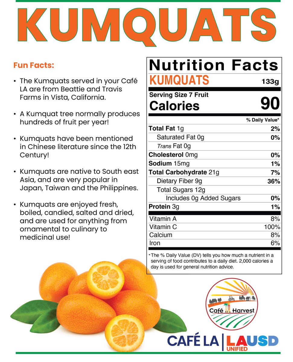 The Kumquats served in your Café LA this week are from Beattie &amp; Travis Farms in Vista, California #EveryoneEats